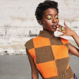 ASOS COLLUSION Knitted Tank in Checkerboard Print Jacquard Size 2